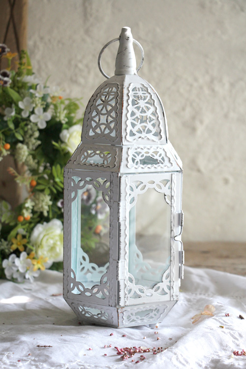 Zink Laterne Windlicht Teelicht BLANC Shabby Zinklaterne Vintage Blech